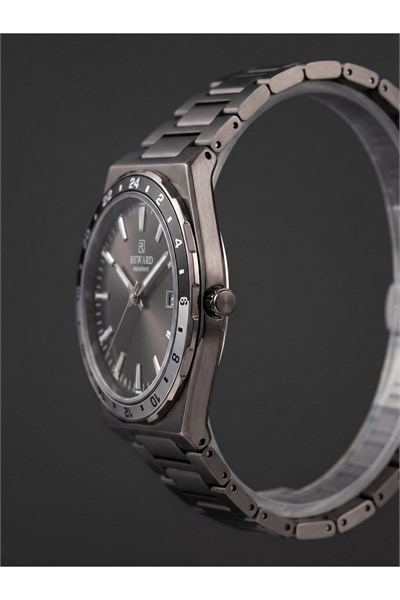Excellent Erkek Kol Saati 42 mm İnce Kasa Füme Antrasit Çelik Saat