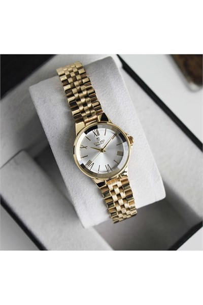 Excellent Kadın Kol Saati 26 mm Gold Renkli Çelik Kordon Silver Kadran
