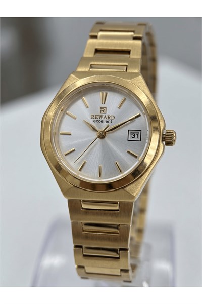 Excellent Kadın Kol Saati 27 mm 14K Altın Tonlu Gold Renk Çelik Kordon 5 ATM