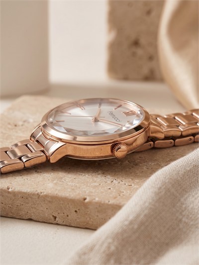 Ferrucci 36 mm Rose Gold Kadın Kol Saati Çelik Kordon Açık Gümüş Kadran