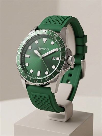 Ferrucci 43 mm Yeşil Kadran Yeşil Silikon Kordon Erkek Kol Saati