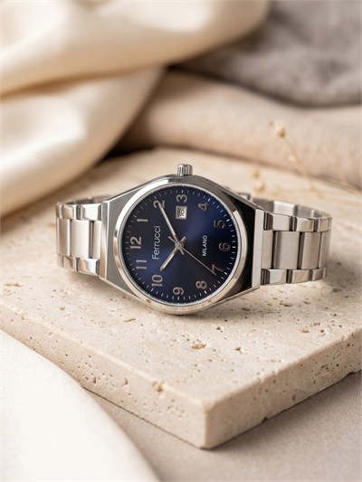 Ferrucci Milano 29 mm Lacivert Kadran Çelik Kordon Tarihli Kadın Kol Saati