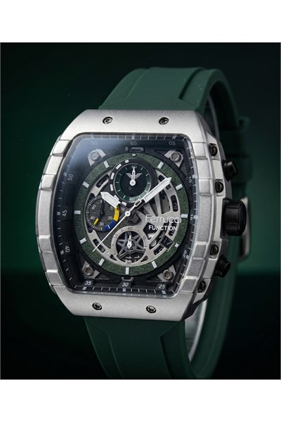 Function 45 mm Erkek Kol Saati Yeşil Silikon Kordon Büyük Kasa Spor Saat