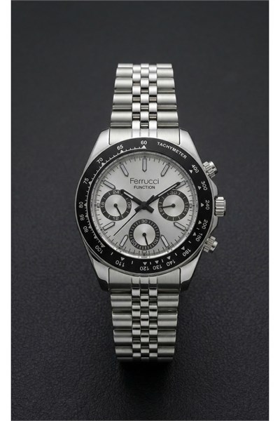 Function Erkek Kol Saati 40 mm Çelik Kordon Takvimli Multifonksiyon Quartz Saat