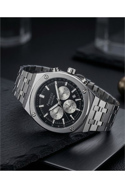 Function Erkek Kol Saati 43 mm Çelik Kordon Takvimli Multifonksiyon Quartz Saat