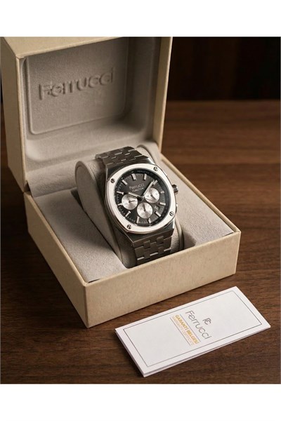Function Erkek Kol Saati 43 mm Çelik Kordon Takvimli Multifonksiyon Quartz Saat