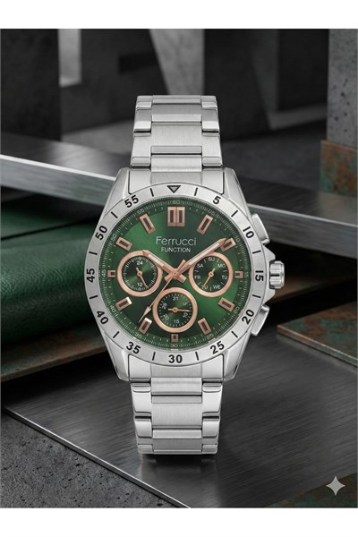Function Erkek Kol Saati 43 mm Çelik Yeşil Kadran