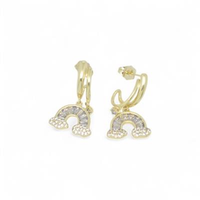 Iris – VIP Koleksiyon 14K Altın Renginde Taşlı Gökkuşağı Küpe