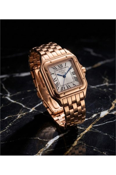 J.G. Polo Club Kadın Kol Saati Kare Kasa Roma Rakamlı Gold Renk Çelik Kordon Quartz 26 mm