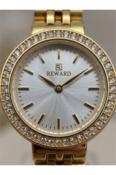 Kadın Kol Saati 24 mm Gold Çelik Kordon Taşlı Bezel 5 ATM