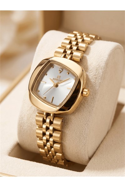 Kadın Kol Saati 27 mm Gold Çelik Kordon 5 ATM Şık Tasarım