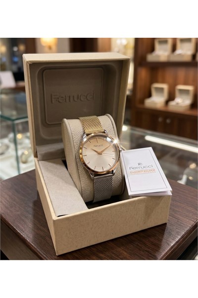 Kadın Kol Saati 34 mm Çift Renk Hasır Kordon Geçişli Kadran Şık Saat