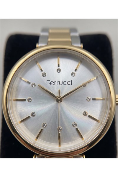 Kadın Kol Saati 34 mm Gold Gümüş Renk Çelik Kordon Gümüş Kadran Taşlı Şık Model