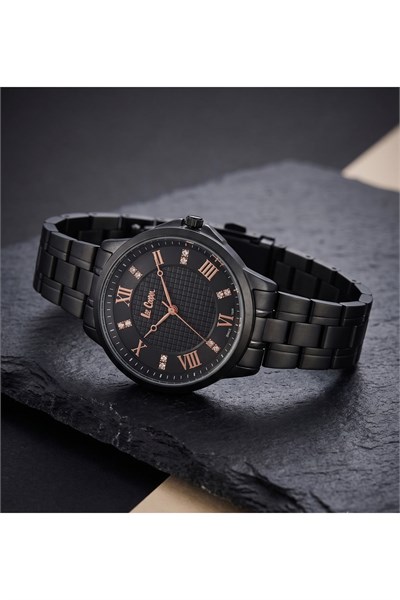 Kadın Kol Saati 34 mm Siyah Mat Çelik Kordon Rose Gold Detaylı Taşlı Kadran