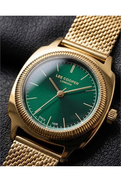 London Kadın Saati 26mm Yeşil Kadran Gold Hasır Çelik Kordon 3 ATM Quartz