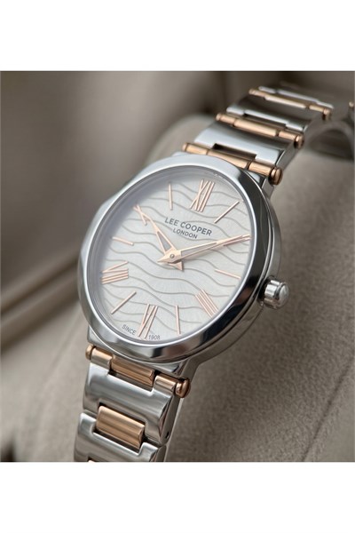 London Kadın Saati 28mm Küçük Kasa Desenli Kadran Rose Gold Detaylı İki Renk