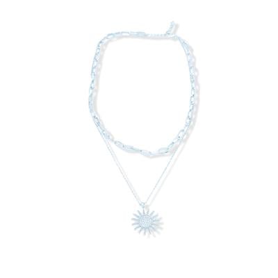 Lunaris Duo – Çelik Koleksiyon İkili Gümüş Renkli Parlak Formlu Kolye