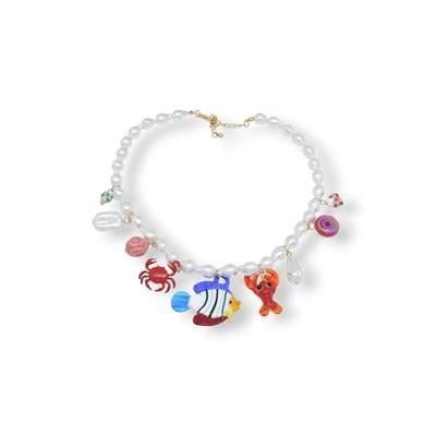 Marina – Renkli Charm Detaylı İncili Kolyе