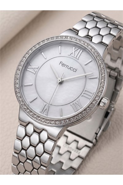 Milano Kadın Saati 36 mm Gümüş Renk Taşlı Bezel Silver Kadran Metal Kordon