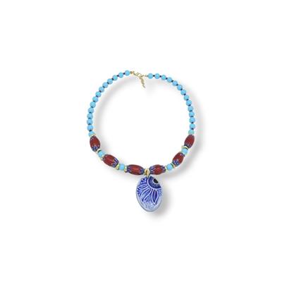 Mystic Eye – Çizgili Desenli Göz Figürlü Kolye