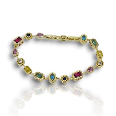 Nova – VIP Koleksiyon 14 Ayar Altın Sarısı Renkli Taşlı Bileklik