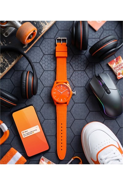San Diego 39mm Unisex Turuncu Silikon Kordon Spor Saat – Neon Turuncu Genç Stil Casual Kol Saati