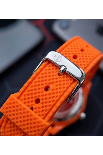 San Diego 39mm Unisex Turuncu Silikon Kordon Spor Saat – Neon Turuncu Genç Stil Casual Kol Saati