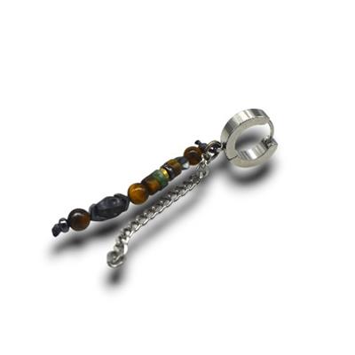 Nomad – 316L Çelik Doğal Taş ve Zincir Detaylı Erkek Küpe