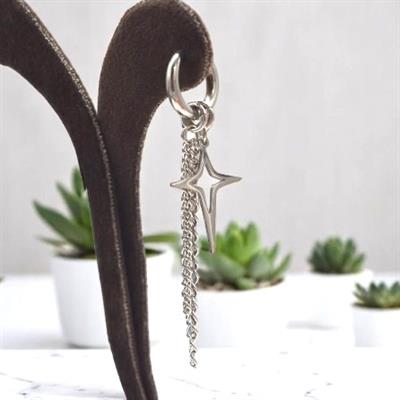 Stellar – 316L Çelik Zincir ve Kuzey Yıldızı Figürlü Erkek Küpe