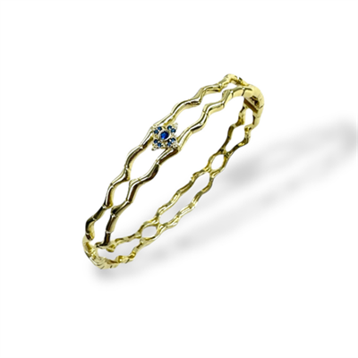 Stella – VIP Koleksiyon 14K Altın Renginde Dalga Formlu Yıldız Taşlı Kelepçe