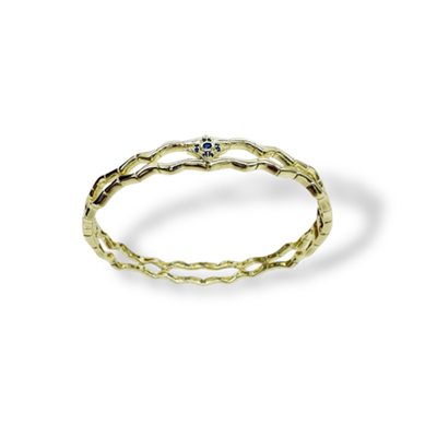 Stella – VIP Koleksiyon 14K Altın Renginde Dalga Formlu Yıldız Taşlı Kelepçe