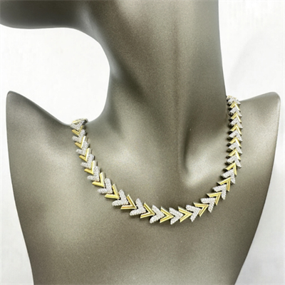 Vetra – VIP Koleksiyon Gold ve Gümüş Renkli Zirkon Taşlı V Form Kolye