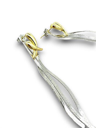 Crossline – İki Renkli Modern Sallantılı Küpe | VIP Koleksiyon