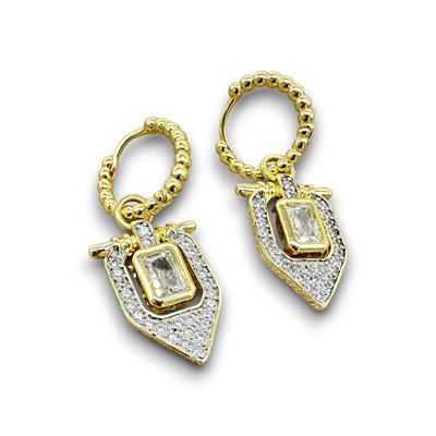 Luna – Vintage Esintili Taşlı Sallantılı Halka Küpe | VIP Koleksiyon