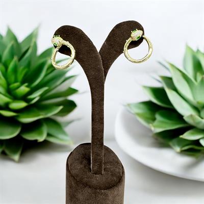 Viperé – VIP Koleksiyon 14K Altın Renginde Taşlı Yılan Figürlü İğneli Küpe