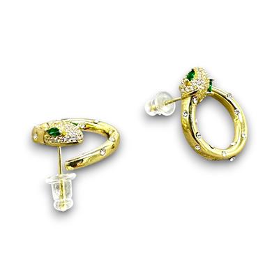 Viperé – VIP Koleksiyon 14K Altın Renginde Taşlı Yılan Figürlü İğneli Küpe