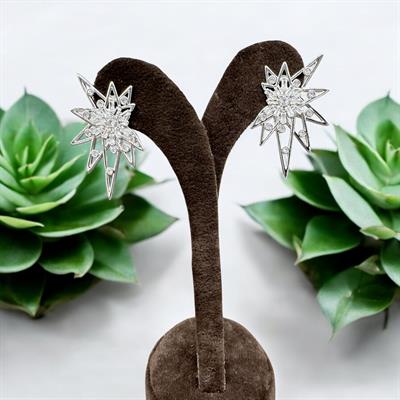 Stella – Taşlı Yıldız Formlu Gümüş Renk Küpe | VIP Koleksiyon