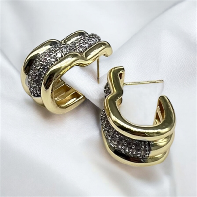 Brava – VIP Koleksiyon Gold ve Gümüş Renkli İğneli Küpe