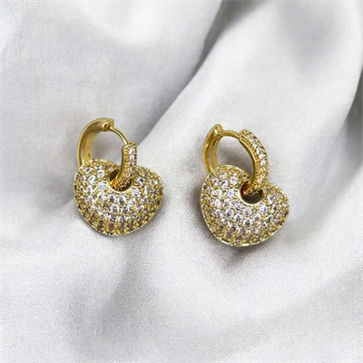 Amora – VIP Koleksiyon Gold Renkli Taşlı Halka Küpe