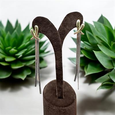 Crossline – İki Renkli Modern Sallantılı Küpe | VIP Koleksiyon