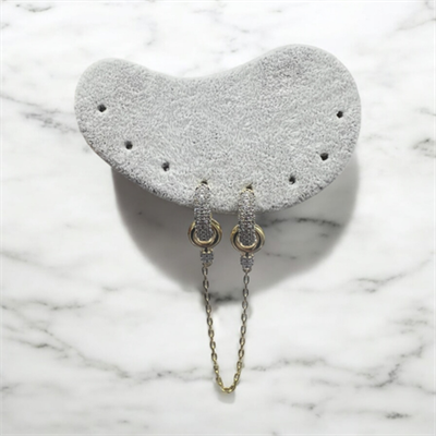 Linka – VIP Koleksiyon Zincir Detaylı Gold ve Gümüş Renkli Halka Küpe