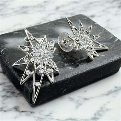 Stella – Taşlı Yıldız Formlu Gümüş Renk Küpe | VIP Koleksiyon