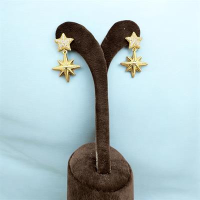 Celestia – Yıldız Şeklinde Taşlı ve Taşsız Sallantılı Küpe | VIP Koleksiyon