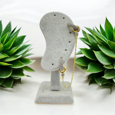 Linka – VIP Koleksiyon Zincir Detaylı Gold ve Gümüş Renkli Halka Küpe