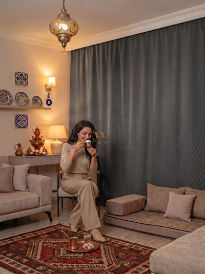 Antrasit Inox Fon Perde, Güneşlik Blackout Karartma, Salon Yatak Odası Mutfak Cam Balkon