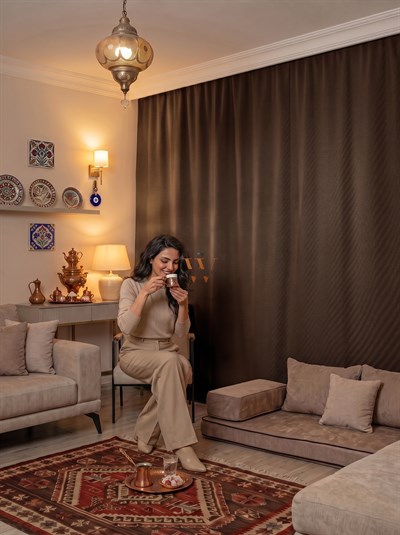 Kahverengi Fon Perde, Güneşlik Blackout Karartma, Salon Yatak Odası Mutfak Cam Balkon