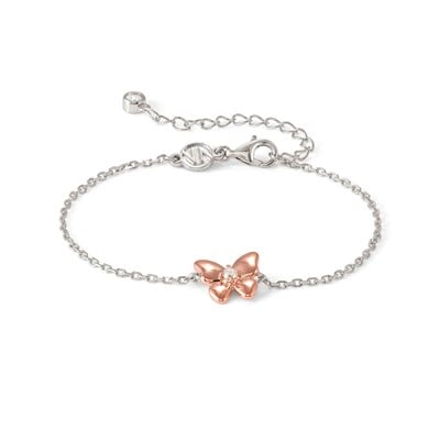 SweetMadame Beyaz Zirkon Taşlı Kelebek Bileklik  Rose Gold