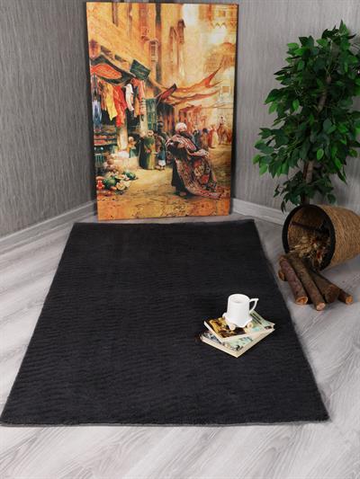 Modern Kaymaz Taban Parça Halı/Yolluk Antrasit 80*120