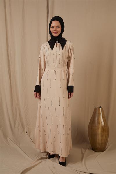 TAŞLI ELBİSE (KREM)