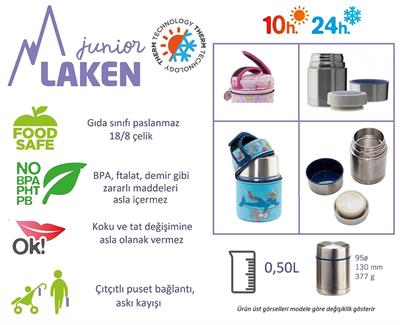 Laken Çelik 18/8 Termos Yemek Sefer Tası+Nprnn Kılıflı 0,50L - Pitxitxi LKLP5P